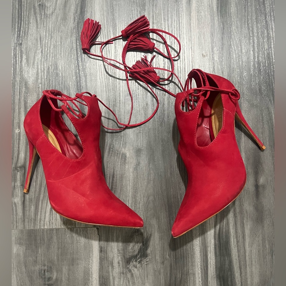 SCHUTZ Red Lace-Up Heels
